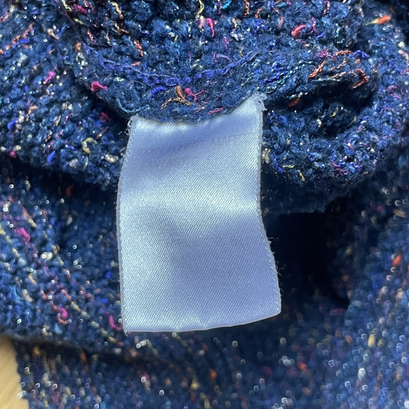 Hidden Forest Market Womens Sweater Sz M Blue Rainbow Metallic Thread Cropped - Picture 6 of 6